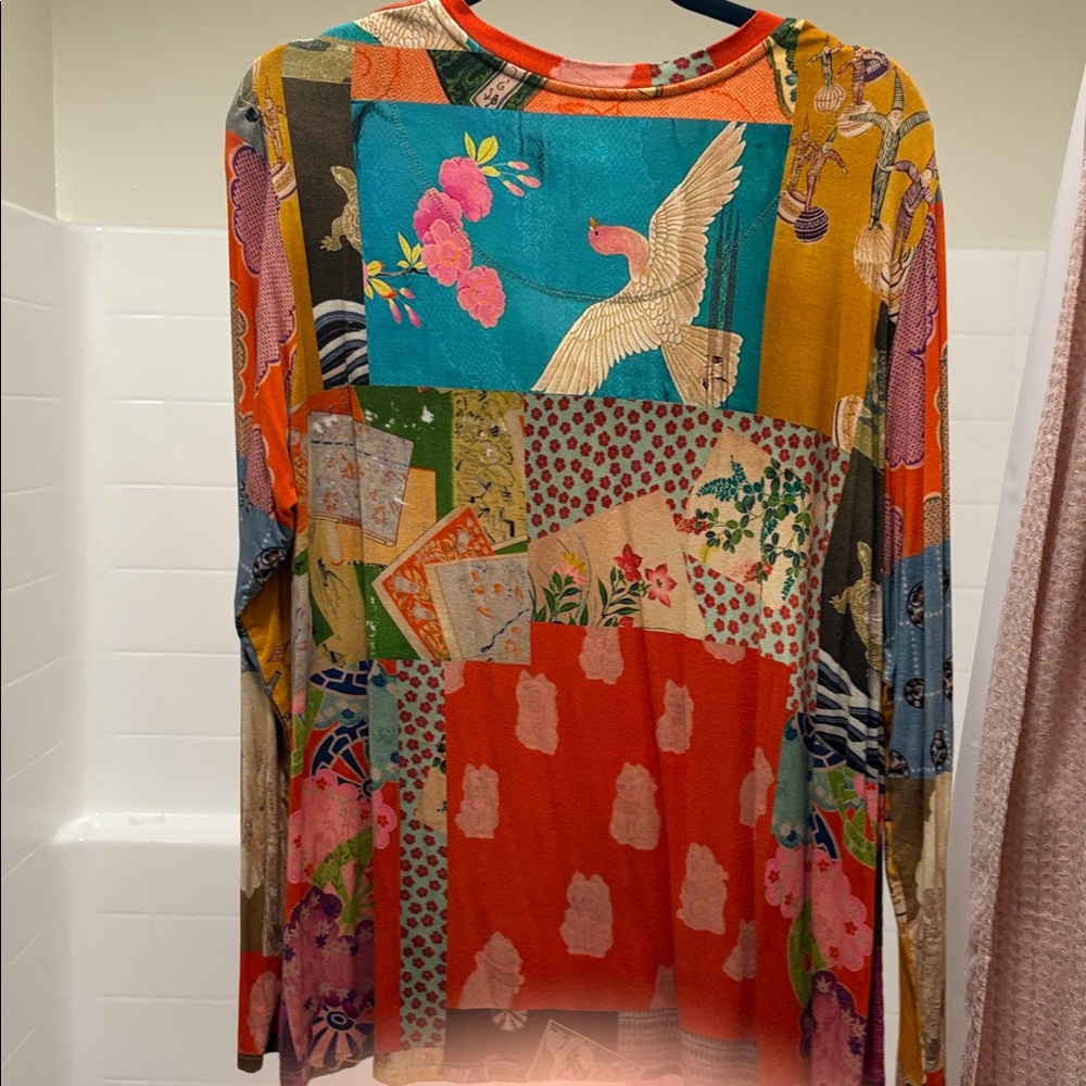 Johnny Was Multicolor Patchwork Long Sleeve Tee - image 3